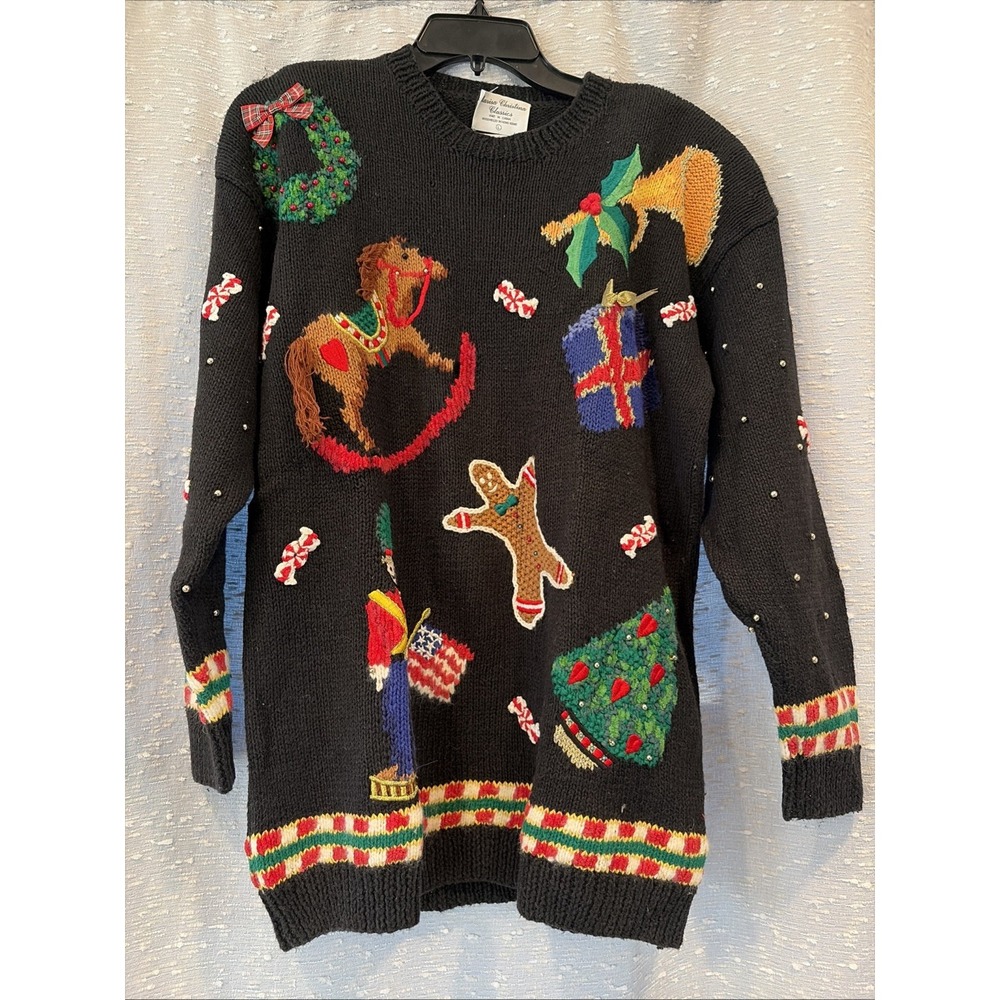 Vtg Marisa Christina Christmas Sweater Size L Designed by Mary Engelbreit READ‎